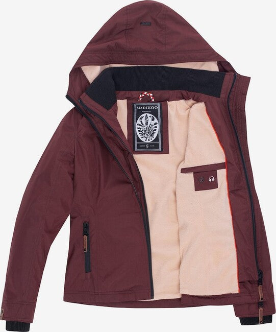 Marikoo damen Übergangsjacke mit Kapuze Erdbeere, bordeauxrot