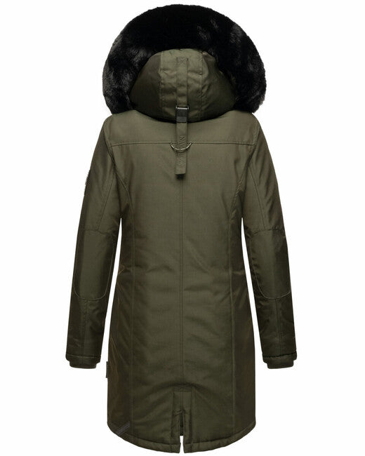 Navahoo Tiniis damen Winterjacke mit Kapuze dunkeloliv