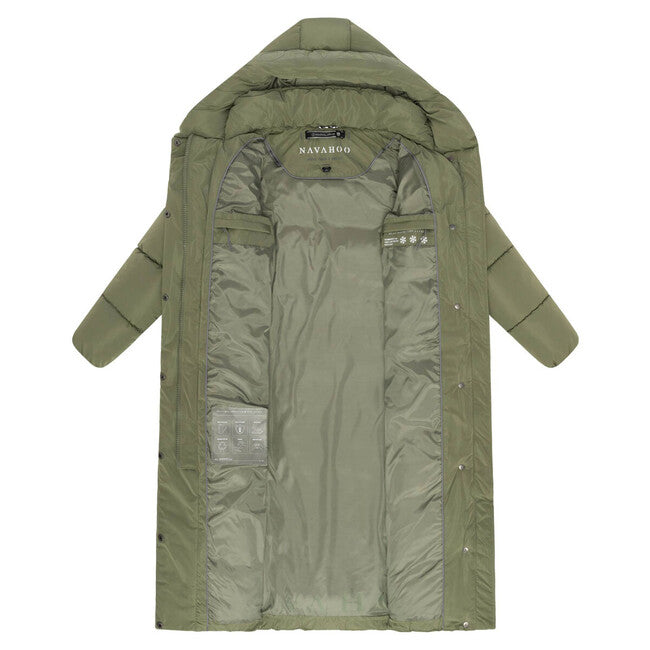 Navahoo EISBLICK damen langer Wintermantel, olive leaf