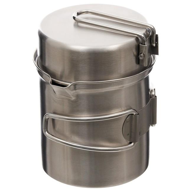 Fox Outdoor Edelstahl set aus becher und pfanne