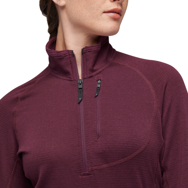Black Diamond Coefficient LT damen-Langarmshirt mit Reißverschluss, brombeere