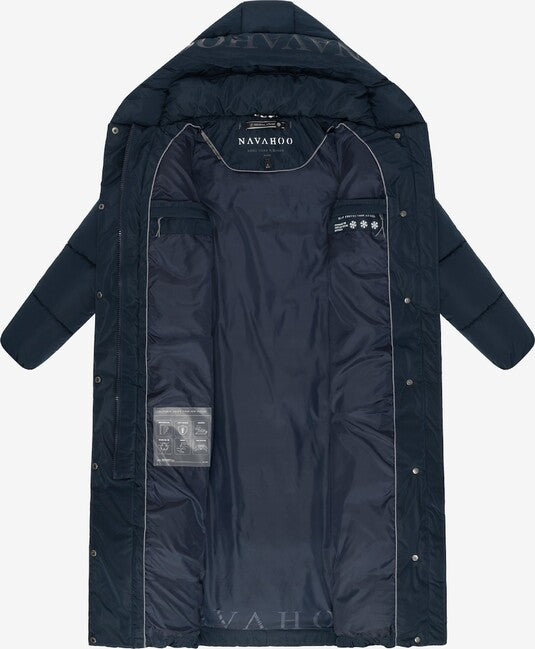 Navahoo EISBLICK damen langer Wintermantel, marineblau