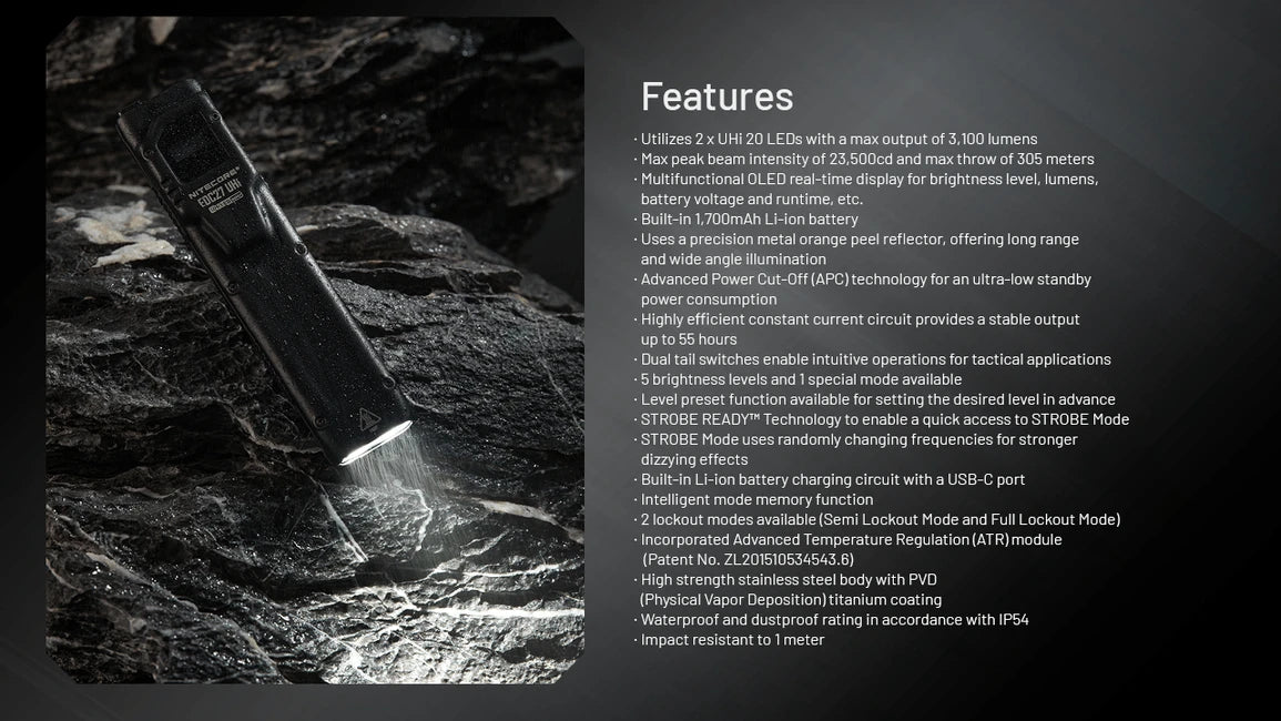 Nitecore EDC27 Uhi wiederaufladbare taschenlampe