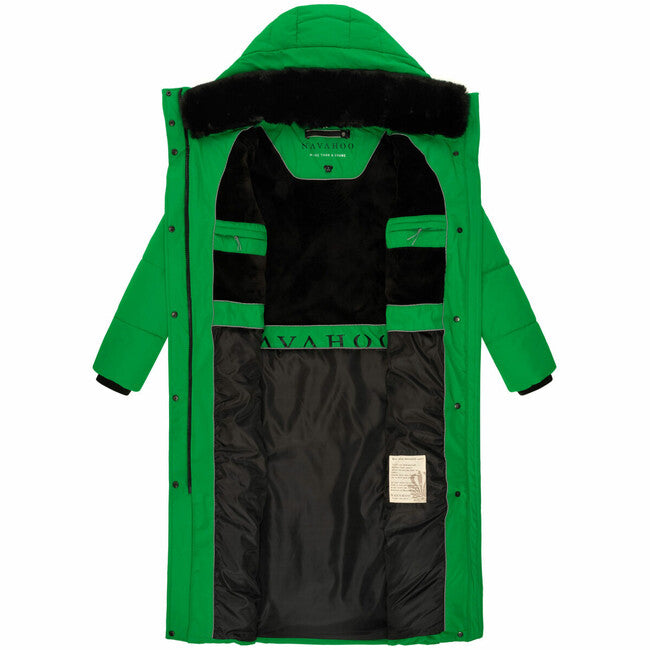 Navahoo Hingucker damen Winterjacke mit Kapuze, smaragdgrün