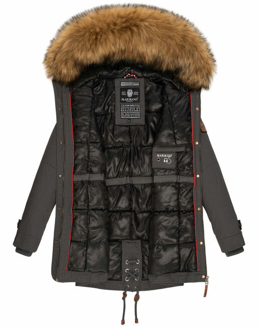 Marikoo La Viva Princess damen winterjacke mit kapuze, anthrazit