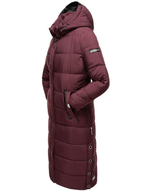 Navahoo Isalie damen lange Winterjacke mit Kapuze, wein