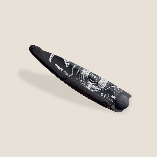 Deejo Tattoo Μαχαίρι Πτυσσόμενο Black Ebony Wood Vinyl