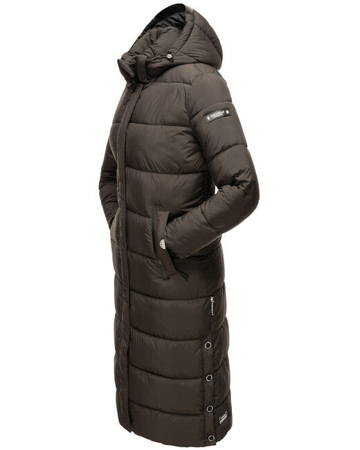 Navahoo Isalie damen lange Winterjacke mit Kapuze anthrazit