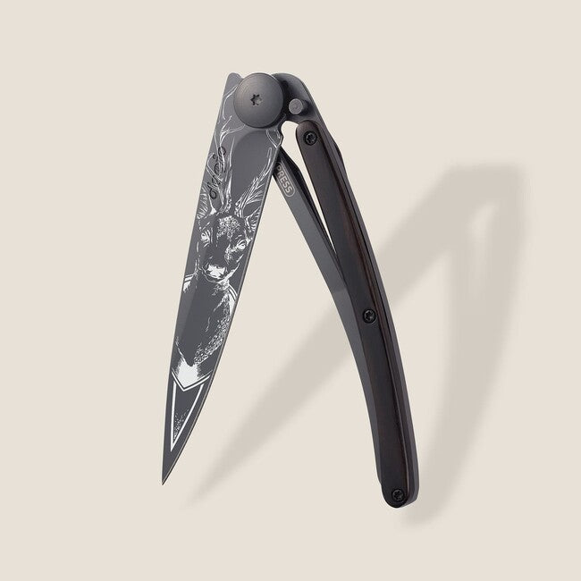 Deejo Nature Klappmesser schwarz Ebony wood deer