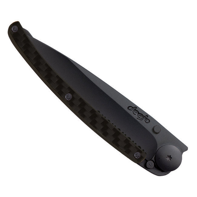 Deejo Serration schließmesser, black carbon