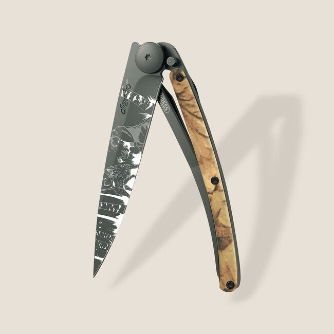 Deejo Klappmesser Tattoo schwarz braun camo Huntig Day