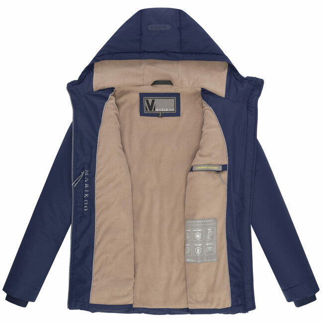 Marikoo Alemee damen winterjacke mit kapuze, leuchtend marineblau