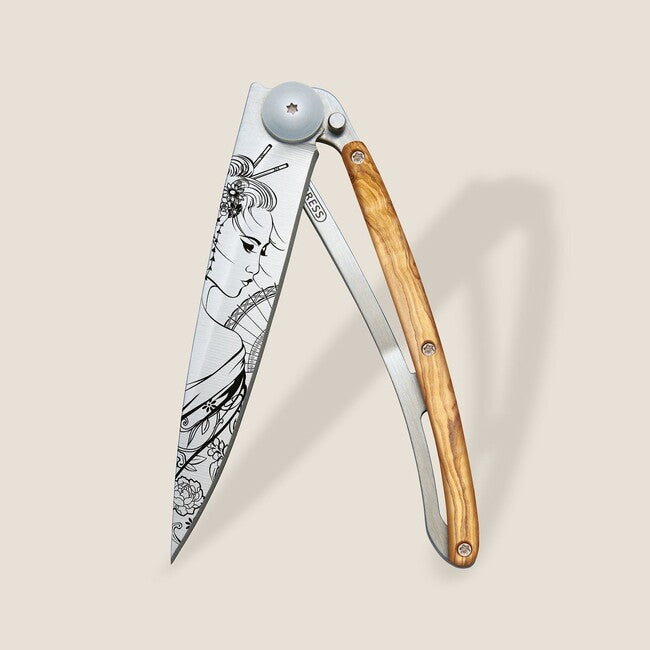 Deejo Tattoo wood schließmesser Geisha