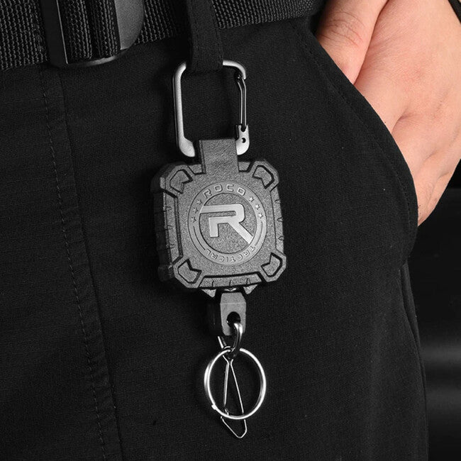 Leguon Keyhex Karabiner mit Stahlseil für Schlüssel, olivgrün