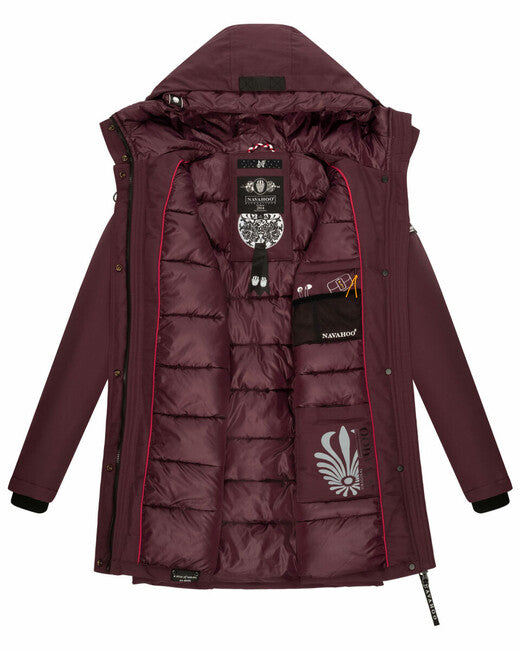 Navahoo Blizzardstorm damen Winterjacke mit Kapuze, weinrot