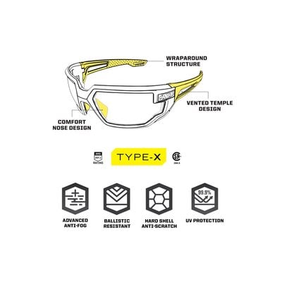 Mechanix Wear Type X Tactical Goggles schwarzer Rahmen, klare Scheibe