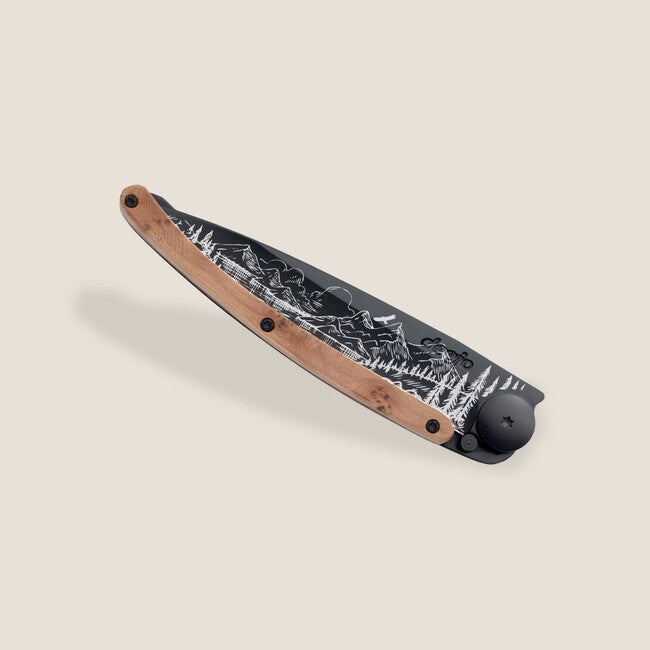 Deejo Tattoo Klappmesser wacholderholz mountain, black