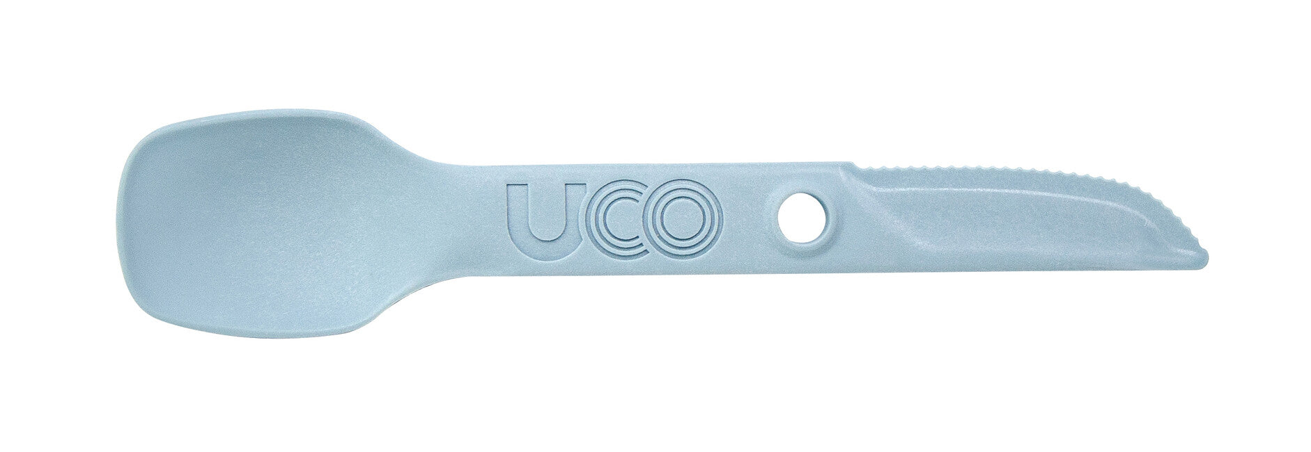 UCO Switch Expandierbares Nylon-Besteck mit Schlaufe zur Befestigung und Spork-Gabelhalter steinblau