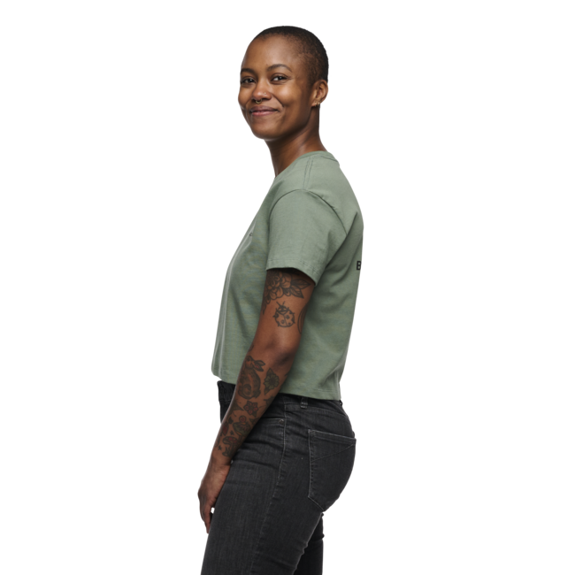 Black Diamond Faded damen-Crop-Kurzarm-T-shirt, lorbeergrün