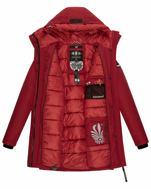 Navahoo Blizzardstorm damen Winterjacke mit Kapuze, blutrot