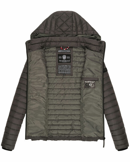 Marikoo Samtpfote damen Übergangsjacke mit Kapuze, anthrazit
