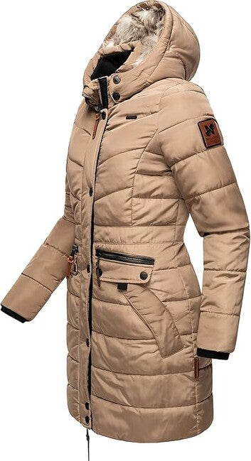 Navahoo Paula damen Winterparka mit Kapuze taupe grau