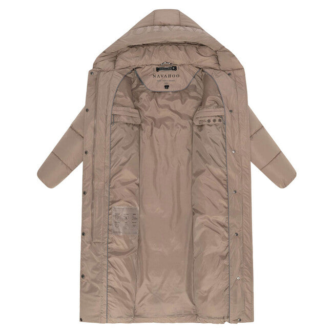 Navahoo Eisblick damen langer Wintermantel, taupe grau
