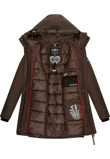 Navahoo Blizzardstorm damen Winterjacke mit Kapuze, dark choco