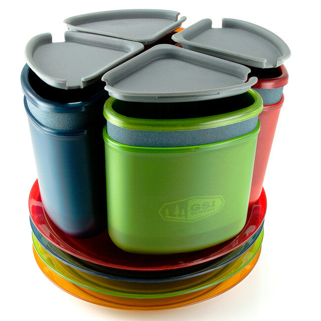 GSI Outdoors Infinity 4 Person Compact Tableset Campinggeschirrset für 4 personen, multicolor