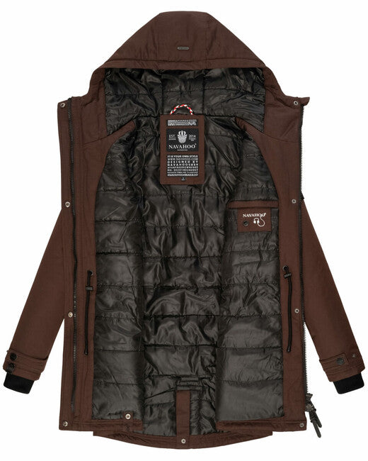Navahoo Avrille damen winterjacke mit kapuze dunkel choco