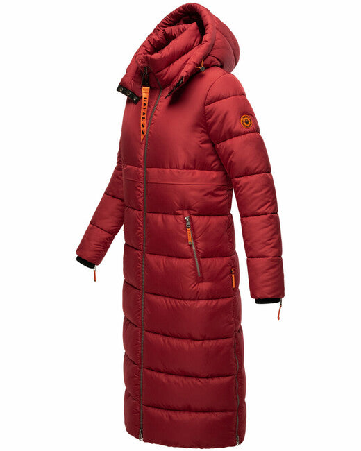 Navahoo Kristallblume damen lange winterjacke, blutrot