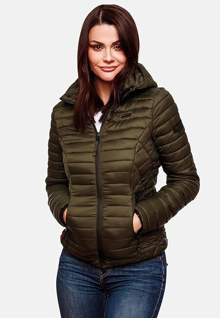 Marikoo Samtpfote damen Übergangsjacke mit Kapuze, oliv