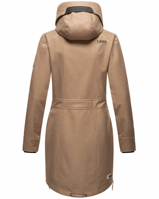 Marikoo Racquelle damen softshelljacke mit kapuze, taupe grau