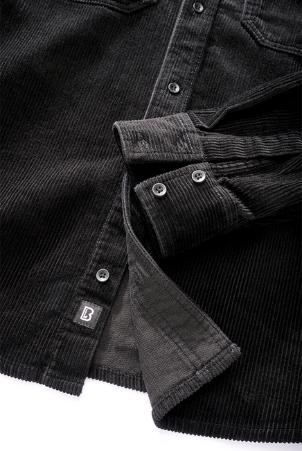 Brandit Corduroy Classic langarmhemd, schwarz