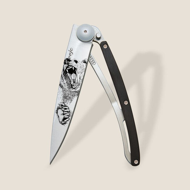 Deejo Tattoo Schließmesser Ebenholz, grizzly