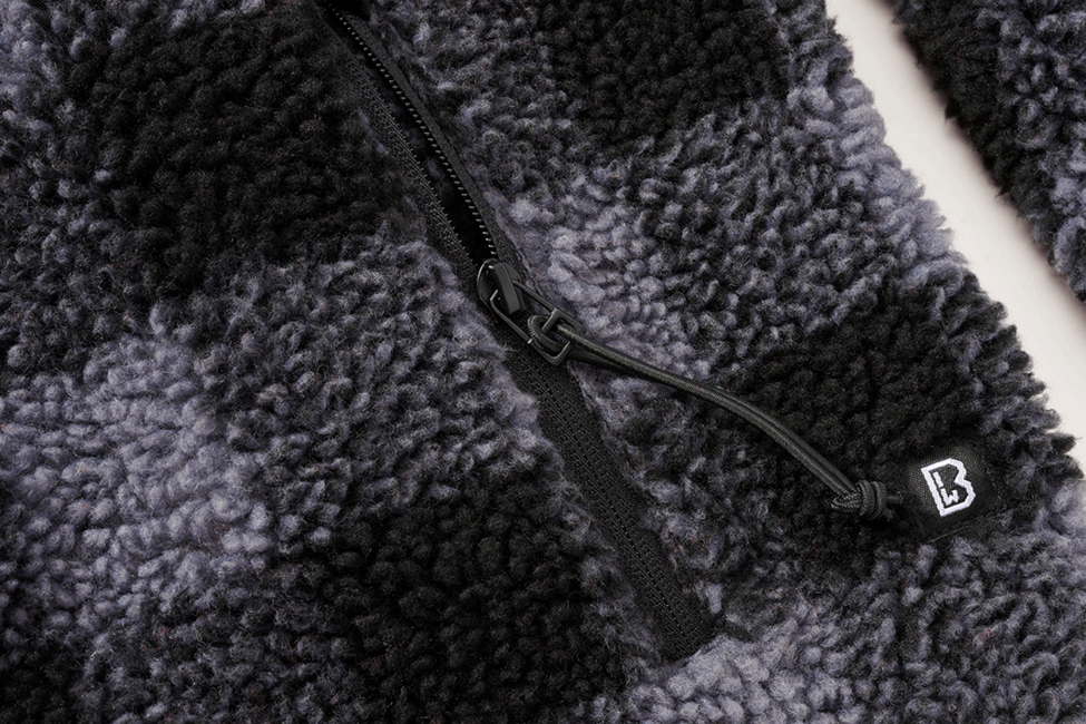 Brandit Teddyfleece Fleece-Kapuzenjacke, schwarz/grau