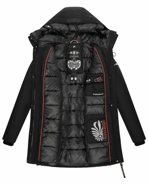 Navahoo Blizzardstorm damen Winterjacke mit Kapuze, schwarz