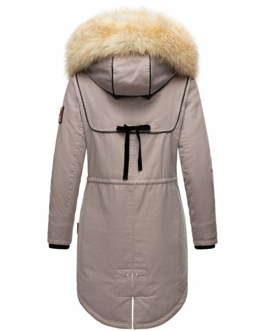 Navahoo Bombii damen Winterjacke mit Fell zinkgrau