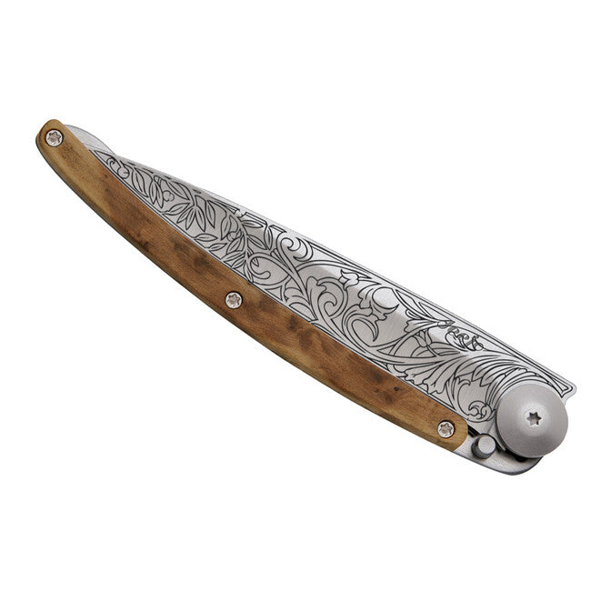 Deejo Tattoo design Art Nouveau Schließmesser juniper wood