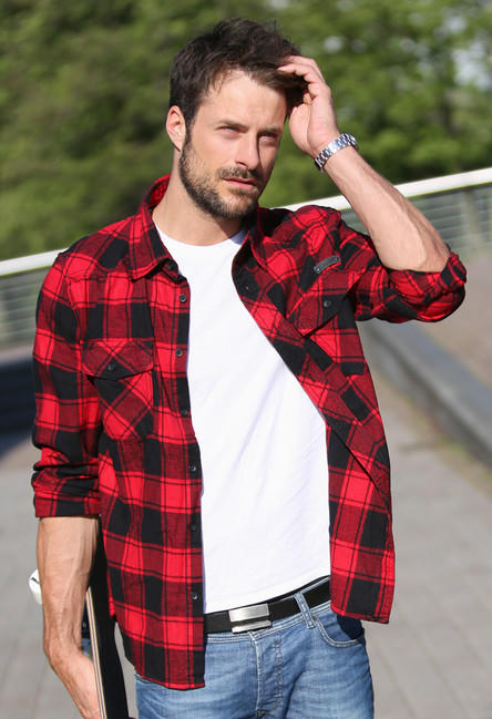 Brandit Checkshirt hemd, rot/schwarz