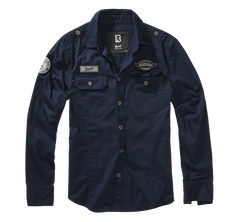 Brandit Luis Vintage langarmhemd, marineblau