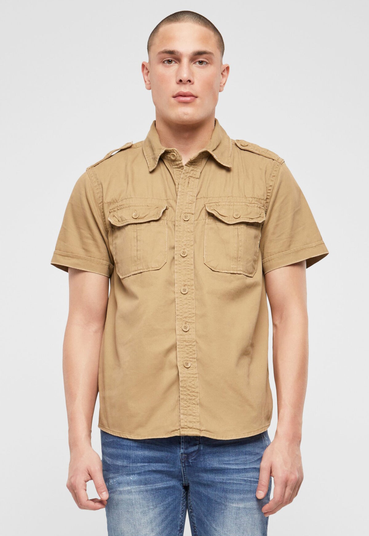 Brandit Vintage pánska košeľa s krátkym rukávom 1/2, Khaki