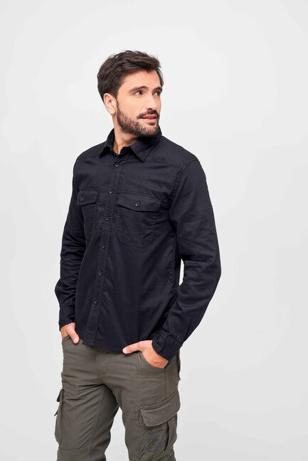 Brandit Flanellshirt hemd, schwarz