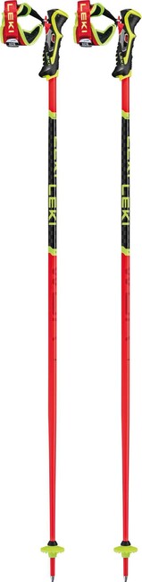 LEKI WCR TBS SL 3D Downhill Ski Poles, Light Red/Black/Neon Yellow