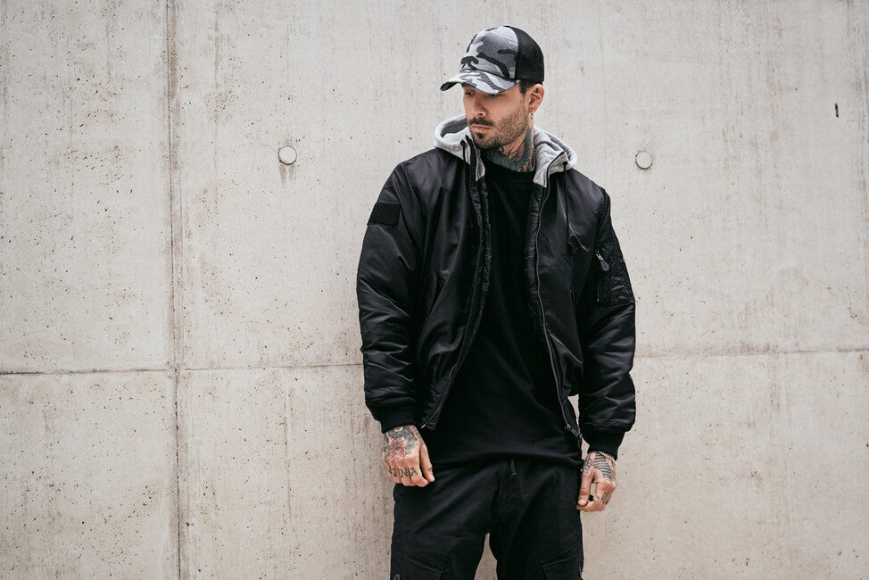 Brandit MA1Sweathood bomberjacke, schwarz-grau