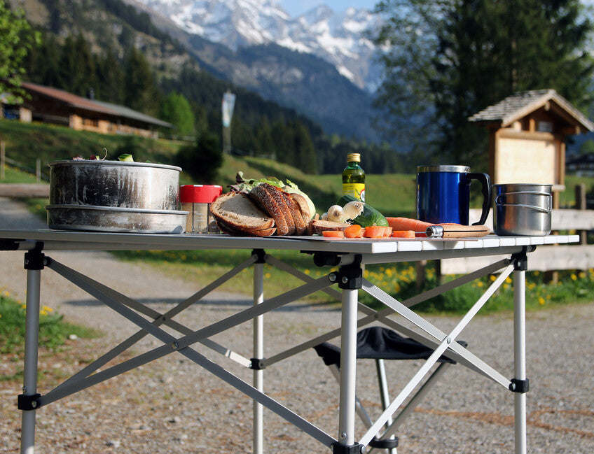 BasicNature Rolltisch Reisetisch 70 x 70 cm