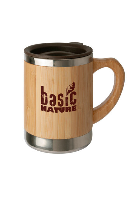 BasicNature Bamboo Κούπα Bamboo από Ανοξείδωτο Χάλυβα 0.3L