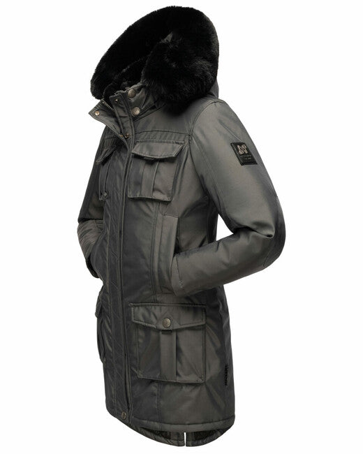Navahoo Tiniis damen Winterjacke mit Kapuze, anthrazit