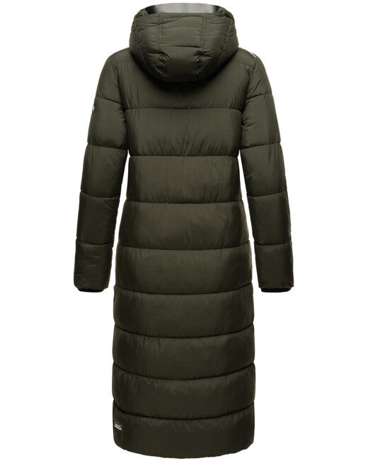 Navahoo Isalie damen lange Winterjacke mit Kapuze dunkeloliv