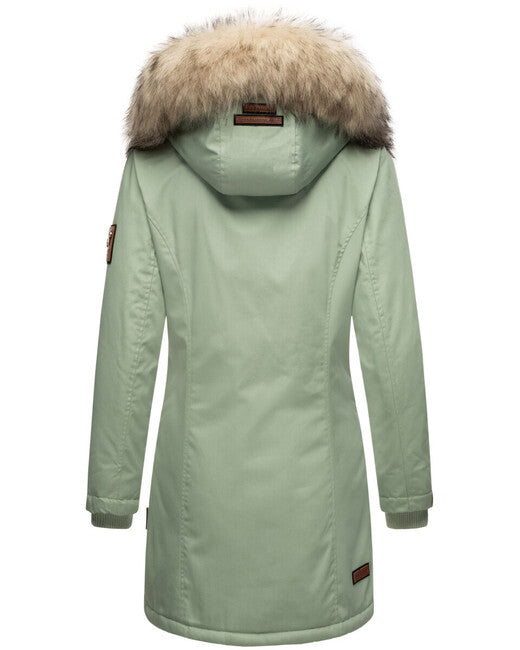 Navahoo Cristal damen Winterjacke mit Kapuze und Fell, smokey mint